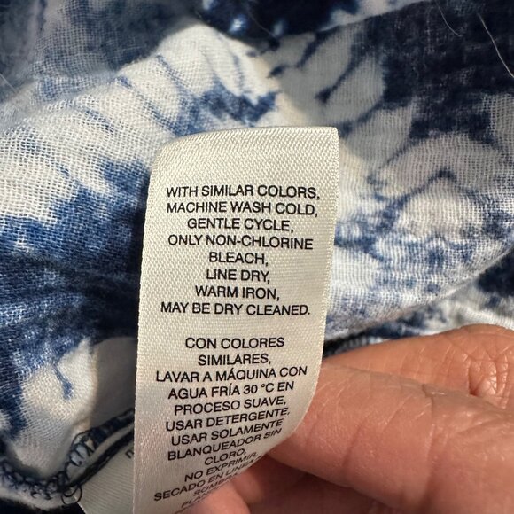 Chico’s Dress Size 2 Large Blue Tie Dye Midi Cotton Short Sleeve Boho Casual - Picture 9 of 9